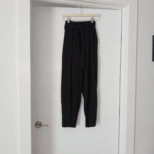 Express Black Paperbag Waist Tie Straight-Leg Pants NWT